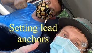 Setting lead anchors in brick pavers