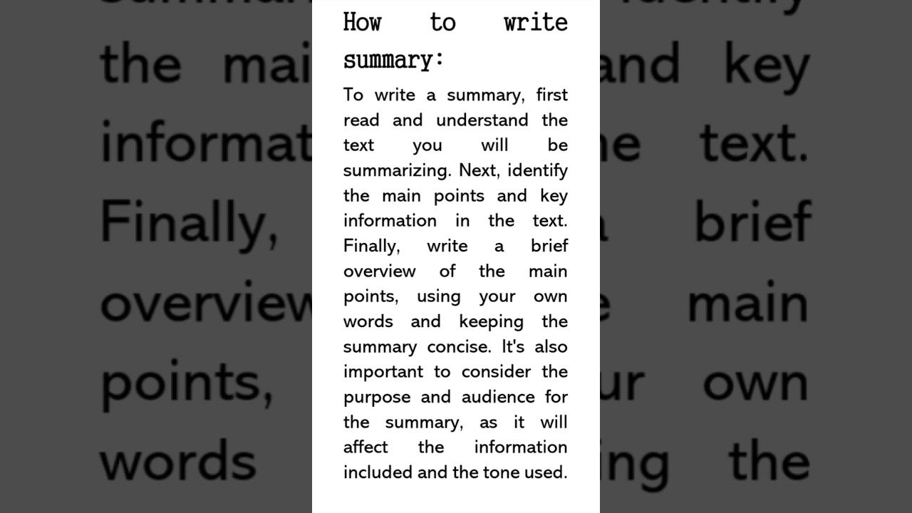 How to write a summary #write #summary