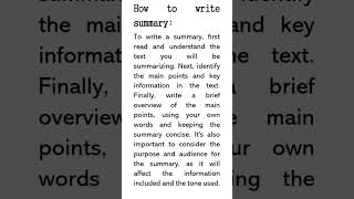How to write a summary #write #summary
