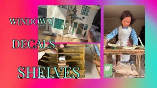 APPLYING DECALS TO MY TRIANG 50 DOLLSHOUSE✨Continued Work On THE LAUNDRY✨AGING Shelves #dollhouse