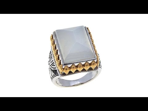 Traveler's Journey 2Tone Rectangular Moonstone Ring