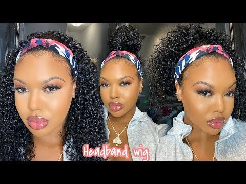 HeadBand Human Hair Wigs Brazilian Deep Curly Machine Made Wigs