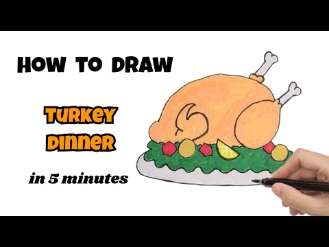How to Draw a Turkey Dinner in 5 Minutes! | Easy Thanksgiving Art