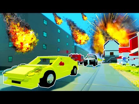 LEGO CAR DRIVES THROUGH METEOR SHOWER THAT DESTROYS CITY! - Brick Rigs Workshop Creations Gameplay