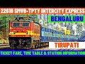 22618 Bengaluru To Tirupati Intercity Express Ticket Fare Time Table Station Info
