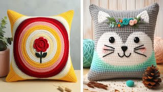 Nice Crochet pillow cover unique design idea with flower