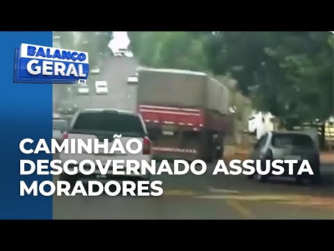 Caminhão desgovernado é flagrado em rua de São Tomé, no PR; abelhas teriam atacado o motorista