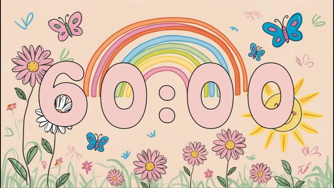 60 Minute Spring Timer with Relaxing Acoustic Guitar Music 🌸