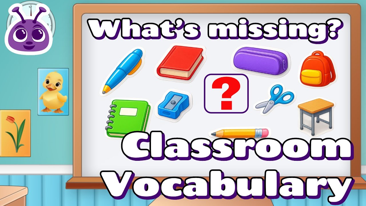 Memory game - What’s missing? | School supplies vocabulary | English Vocabulary  Game for kids (ESL)