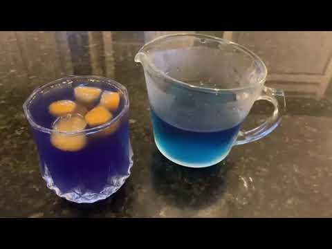 Butterfly Pea Tea With Fresh Squeezed Orange Juice Ice!