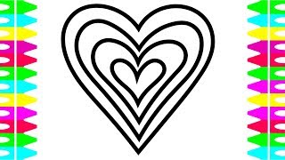 How to DRAW Hearts|How to COLOR Hearts| Coloring Pages for Kids Children| Art Colors Babies Toddlers