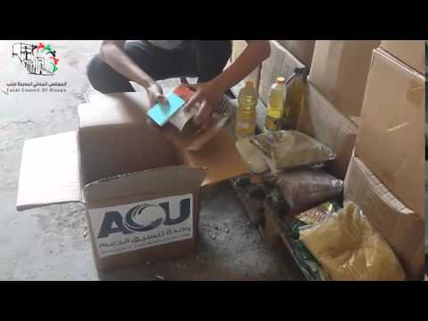 تقرير حول استلام المجلس المحلي لمدينة حلب المكتب الإغاثي لمواد اغاثية من