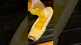 Just put everything inside the bread and bake it! 🤤🍞🧀   #Recipe #EasyRecipe #Bread #Cheese #Eggs