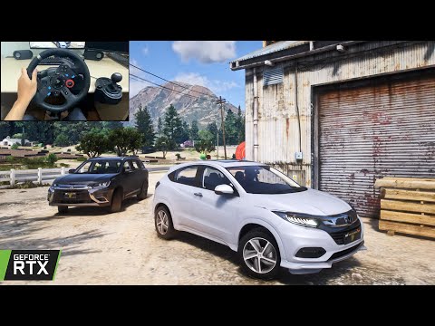 GTA 5 - Honda HR-V & Mitsubishi Outlander | OFFROAD CONVOY | Steering wheel gameplay