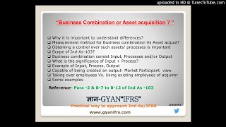 Business Combination or Assets acquisition- Ind-As 103/ IFRS 3
