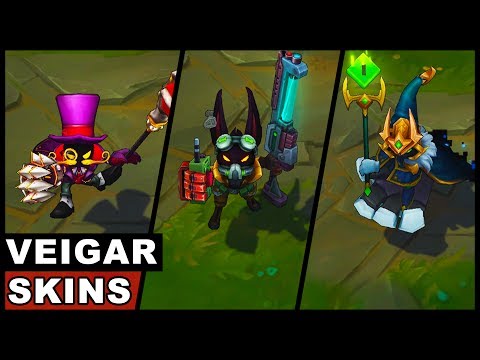 All Veigar Skins Omega Squad Final Boss Leprechaun Greybeard Bad Santa (League of Legends)