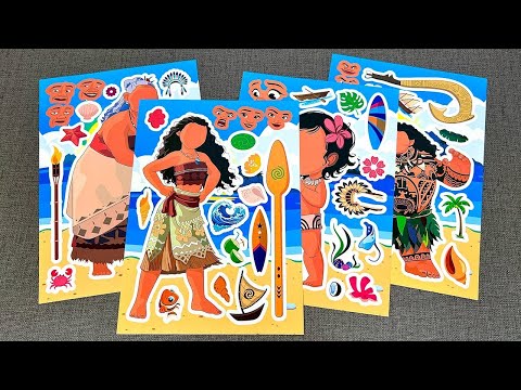 [🌸paper diy🌸] Disney Moana 2 Sticker Book Decorating 🌊✨ Moana, Maui, Simea | Oddly Satisfying ASMR