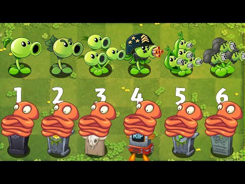 Pvz 2 Gameplay - All Plants Use 1 Plant Food VS 999 Octopus & All GravaStones