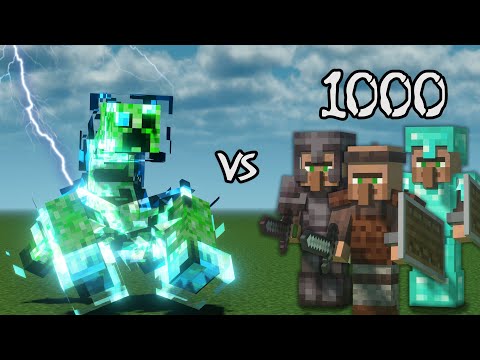 Insane Battle: Mutant Creeper Vs 1000 Villagers | Minecraft