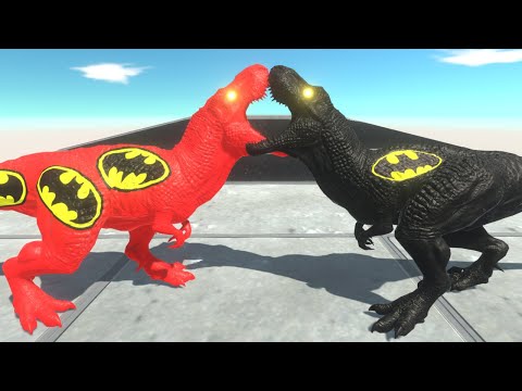 RED BATMAN T REX vs BATMAN T REX DEATHRUN - Animal Revolt Battle Simulator