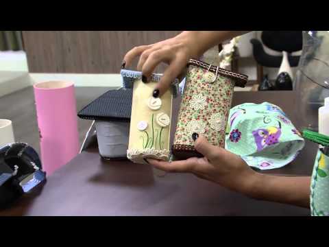 Mulher.com 31/03/2014 - Porta objetos com reciclados por Tatiane Nascimento Parte 02
