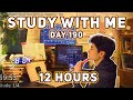 🔴LIVE 12 HOUR | Day 190 | study with me Pomodoro | No music, Rain/Thunderstorm sounds