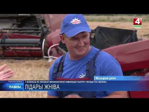 На Гомельщине 80 экипажей механизаторов намолотили 1 000 и более тонн зерна видео