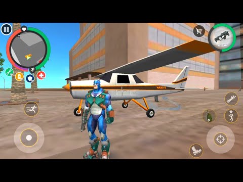 Rope hero update airplane | Mutant giant stone man fight robot tank | Games on Android gameplay HD