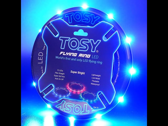Vídeo relacionado con TOSY Anillo Volador 12 Leds, súper Brillante, Modo perdido, iluminación automática, Resistente al Agua, Frisbee liviano, Regalo de cumpleaños, Pascua para niño/niña/niño