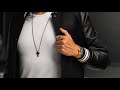 Mens Cross Necklace Black And Silver