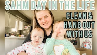 DAY IN THE LIFE OF A STAY HOME MOM WITH TODDLER & BABY VLOG | CLEAN & HANG OUT WITH US