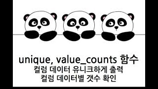 [Pandas 강의] unique, value_counts 컬럼 내 유니크한 값 뽑아내고 갯수 확인하기