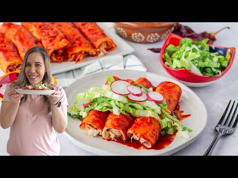 Easy Chicken Enchiladas with Homemade Red Sauce