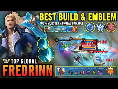 100% MONSTER!! FREDRINN BEST BUILD & EMBLEM 2023 | TOP GLOBAL FREDRINN GAMEPLAY - MOBILE LEGENDS