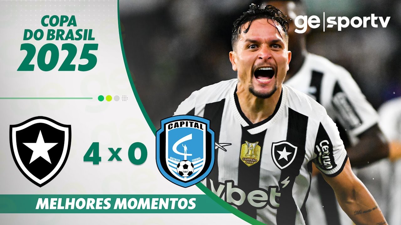 VÍDEO | Gols e melhores momentos da goleada do Botafogo sobre o Capital-DF pela Copa do Brasil