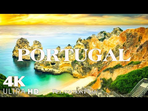 🛫 FLYING OVER PORTUGAL (4K UHD) 💐 Peaceful Music With Scenic Relaxation Film For Relaxation