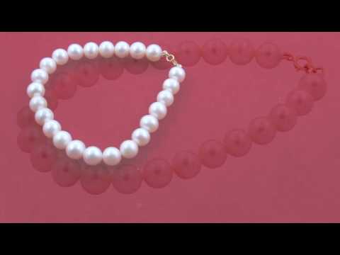 TELEIOS LUXE 18K GOLD WHITE PEARL 7-8 MM STRAND BRACELET - TL0000142