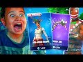 SURPRISING MY LITTLE BROTHER WITH RED NOSE RAIDER & CANDY AXE! *BURNT* GINGERBREAD FORTNITE REACTION