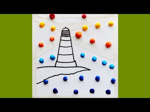 Lighthouse Landscape| Looking for boat| Easy Acrylic Art- Step by step| ASMR🔊#35