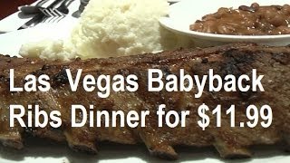 preview picture of video 'Las Vegas. Babyback ribs dinner $11.99 4 Queens Hotel Casino (down town/Fremont street)'