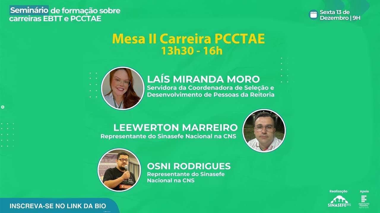 Seminário de Formação sobre Carreiras EBTT e PCCTAE! - TARDE- SALA 01