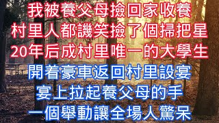 我被養父母撿回家收養，村裏人都譏笑撿了個掃把星，20年後成村裏唯一的大學生，開着豪車返回村裏設宴，宴上拉起養父母的手，一個舉動讓全場人驚呆#老人感悟#為人處世#生活經驗#情感故事#爽文#養老#中年