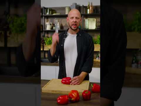 Paprika schneiden & entkernen – Küchentrick vom Profi 🔪 | REWE Deine Küche #kitchenhacks #rewe