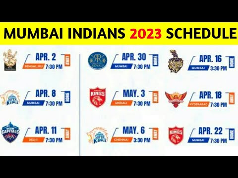 Mumbai Indians IPL 2023 Schedule, Date, Time Table,Venues| मुंबई इंडियंस की IPL 2023 की पुरी शेड्यूल