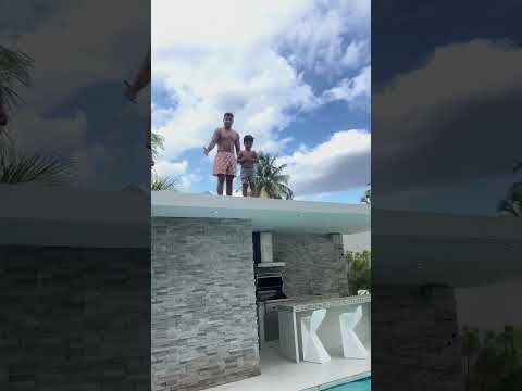 Mom catches dad telling son to jump into pool and she gets mad #shorts