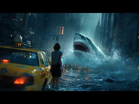 Filme arrepiante! Quando o Mar Invade a Cidade e os Tubarões Atacam