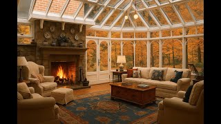 Cozy Autumn Fireplace Ambience with Classic Music Playing in Another Room 🍁 🔥 🎻