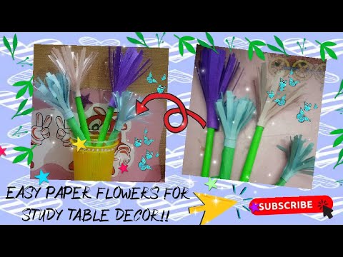 Easy paper flowers for study table decor ||Laavanya Arts and crafts