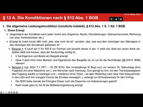 Schuldrecht BT – Folge 26 (Bereicherungsrecht: Leistungskondiktionen und Nichtleistungskondiktion)
