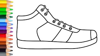 How to draw shoe easy step by step |learn drawing a shoe video tutorial for kids easy